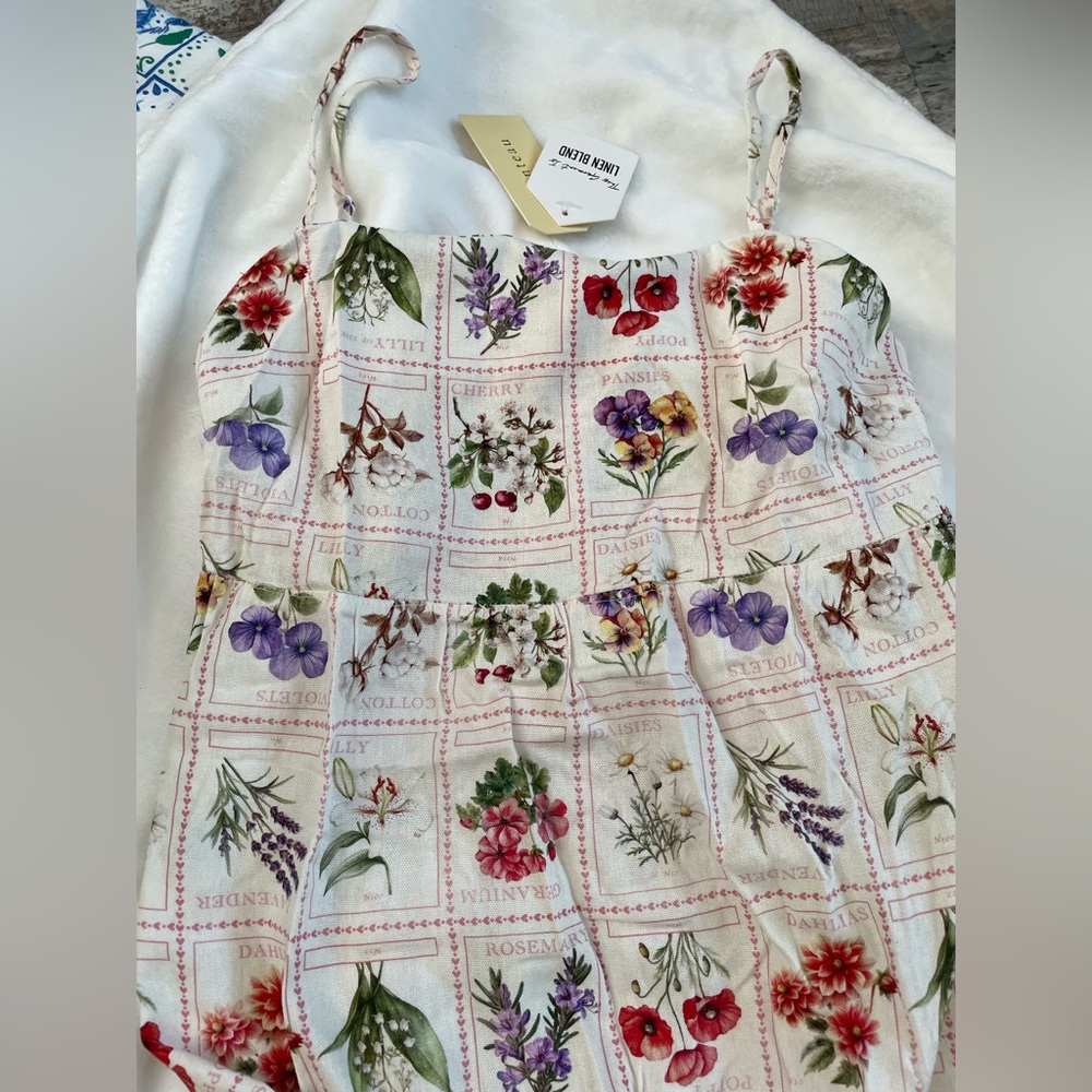 NWT Monteau Linen Blend Flowers Patterned Maxi Dress - Picture 3 of 5